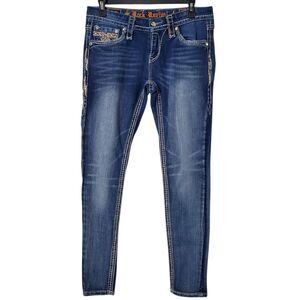 Rock Revival Betty Skinny Jeans Womens Size 27 Embellished Dark Wash Denim